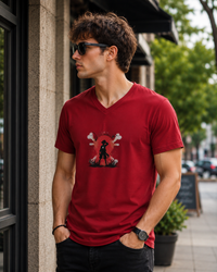 Minimal Anime Red Men's Classic Fit  V-Neck T-Shirt