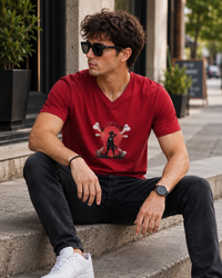 Minimal Anime Red Men's Classic Fit  V-Neck T-Shirt