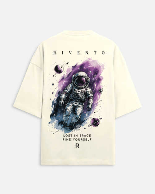 Astronaut Oversized Fit T-Shirt in Off White - Rivento Fashion oversized t-shirt for men