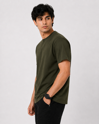 Olive Green Premium Solid Classic Fit T-Shirt