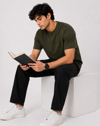 Olive Green Premium Solid Classic Fit T-Shirt