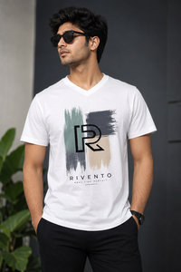 Minimal R White Men's Classic Fit V-Neck T-Shirt