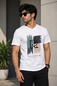 Minimal R White Men's Classic Fit V-Neck T-Shirt