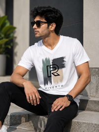 Minimal R White Men's Classic Fit V-Neck T-Shirt