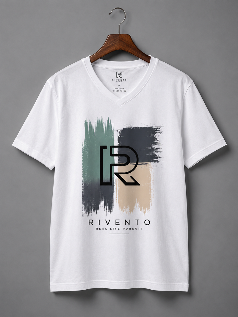 Minimal R White Men's Classic Fit V-Neck T-Shirt