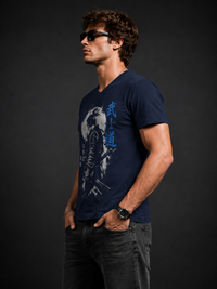 Ronin Warrior Navy Men's Classic Fit V-Neck T-Shirt