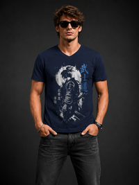 Ronin Warrior Navy Men's Classic Fit V-Neck T-Shirt