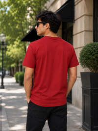 Minimal Graphic Red Men's Classic Fit Solid V-Neck T-Shirt