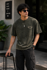Rivento Iron Wings Olive Green Oversized T-Shirt