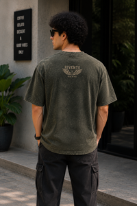 Rivento Iron Wings Olive Green Oversized T-Shirt