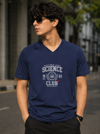 Science Club Navy Blue Men's Classic Fit V-Neck T-Shirt