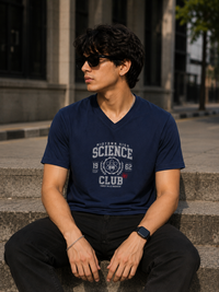 Science Club Navy Blue Men's Classic Fit V-Neck T-Shirt