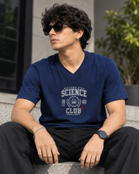 Science Club Navy Blue Men's Classic Fit V-Neck T-Shirt