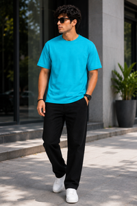 Turquoise Blue Premium Solid Classic Fit T-Shirt
