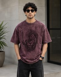 Lion Warrior Spartan Maroon Oversized T-Shirt