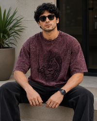 Lion Warrior Spartan Maroon Oversized T-Shirt