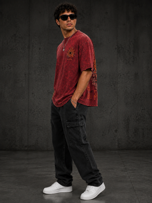 Dhyana Red Oversized Graphic T-Shirt