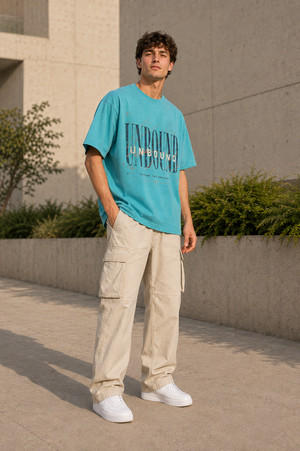 Rivento Unbound Beyond the Ordinary Graphic Oversized T-Shirt – Sky Blue