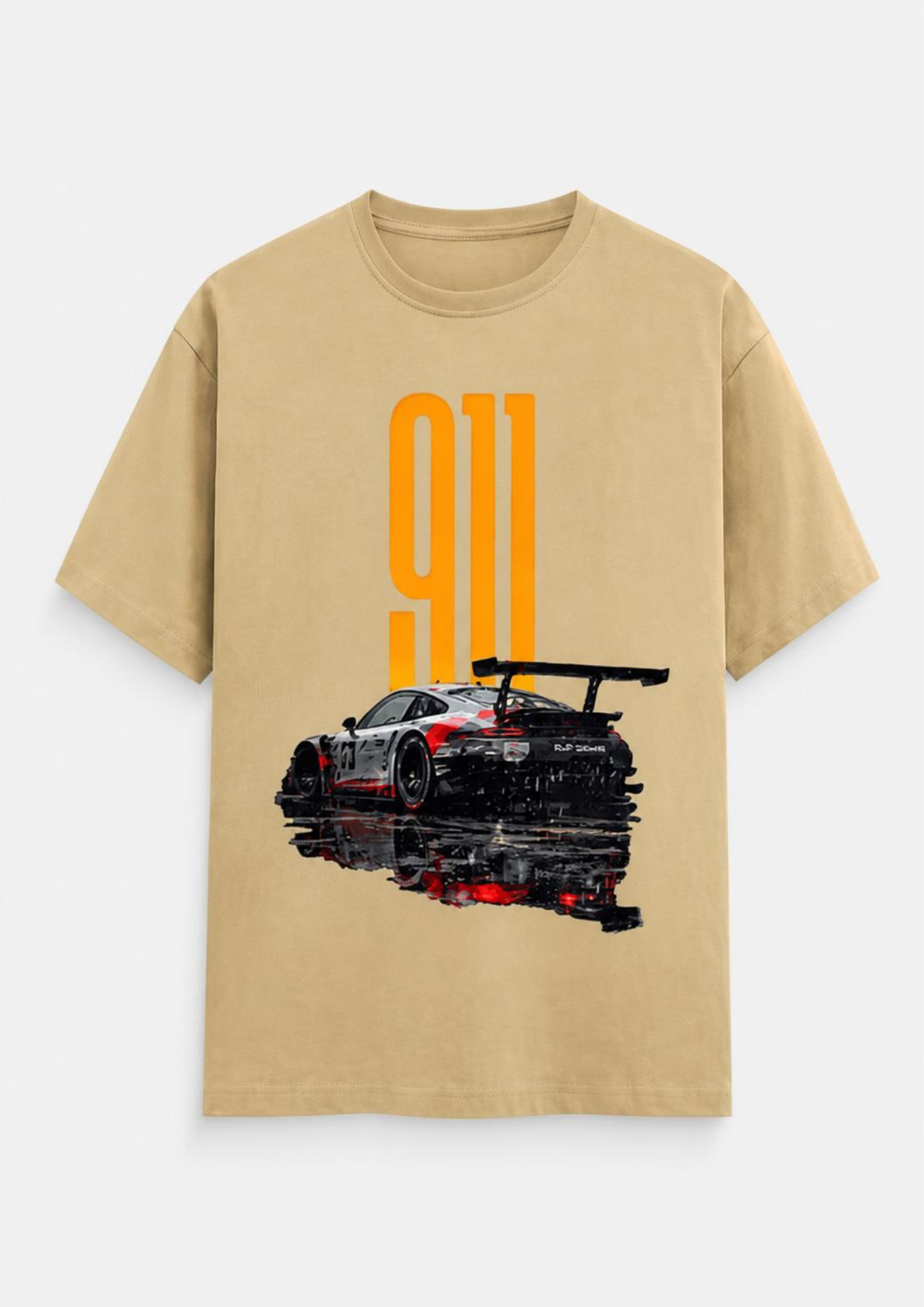 911 Car Oversized T-Shirt in Taupe - Rivento Fashion oversized t-shirt for men