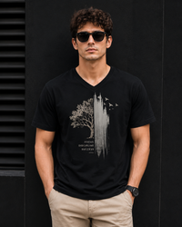 Lone Tree Black Men's Classic Fit V-Neck T-Shirt