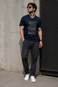 Motivational Quote Navy Blue Men's Classic Fit V-Neck T-Shirt