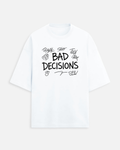 Bad Decision Graphic White in White - Rivento Fashion oversized t-shirt for men
