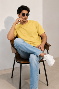 Yellow Premium Solid Classic Fit Tshirt