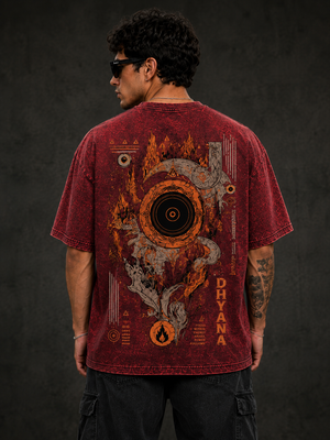 Dhyana Red Oversized Graphic T-Shirt