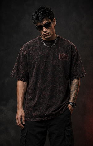 Rivento Fallen Angel Gothic Graphic Oversized T-Shirt – Maroon