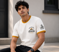 Not All Who Wander White Men's Classic Fit Contrast Neck T-Shirt