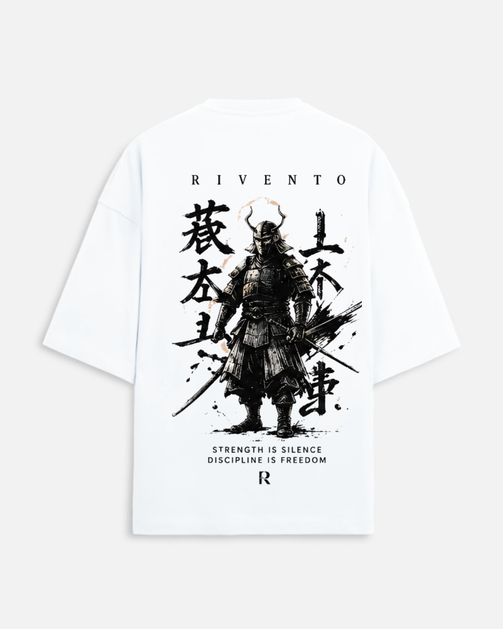 Samurai Oversized Fit T-Shirt in White - Rivento Fashion oversized t-shirt for men