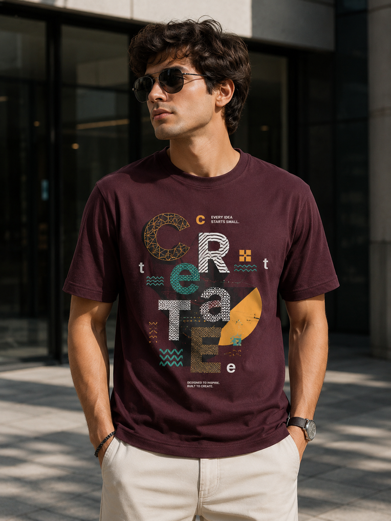 Creative Typography Maroon Men's Classic Fit T-Shirt