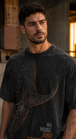 Rivento No Noise Just Dominance Bull Graphic Oversized T-Shirt Black