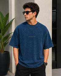 Yama Cosmic Legacy Acid Wash Oversized T-Shirt – Navy Blue