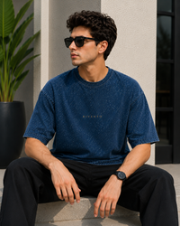 Yama Cosmic Legacy Acid Wash Oversized T-Shirt – Navy Blue