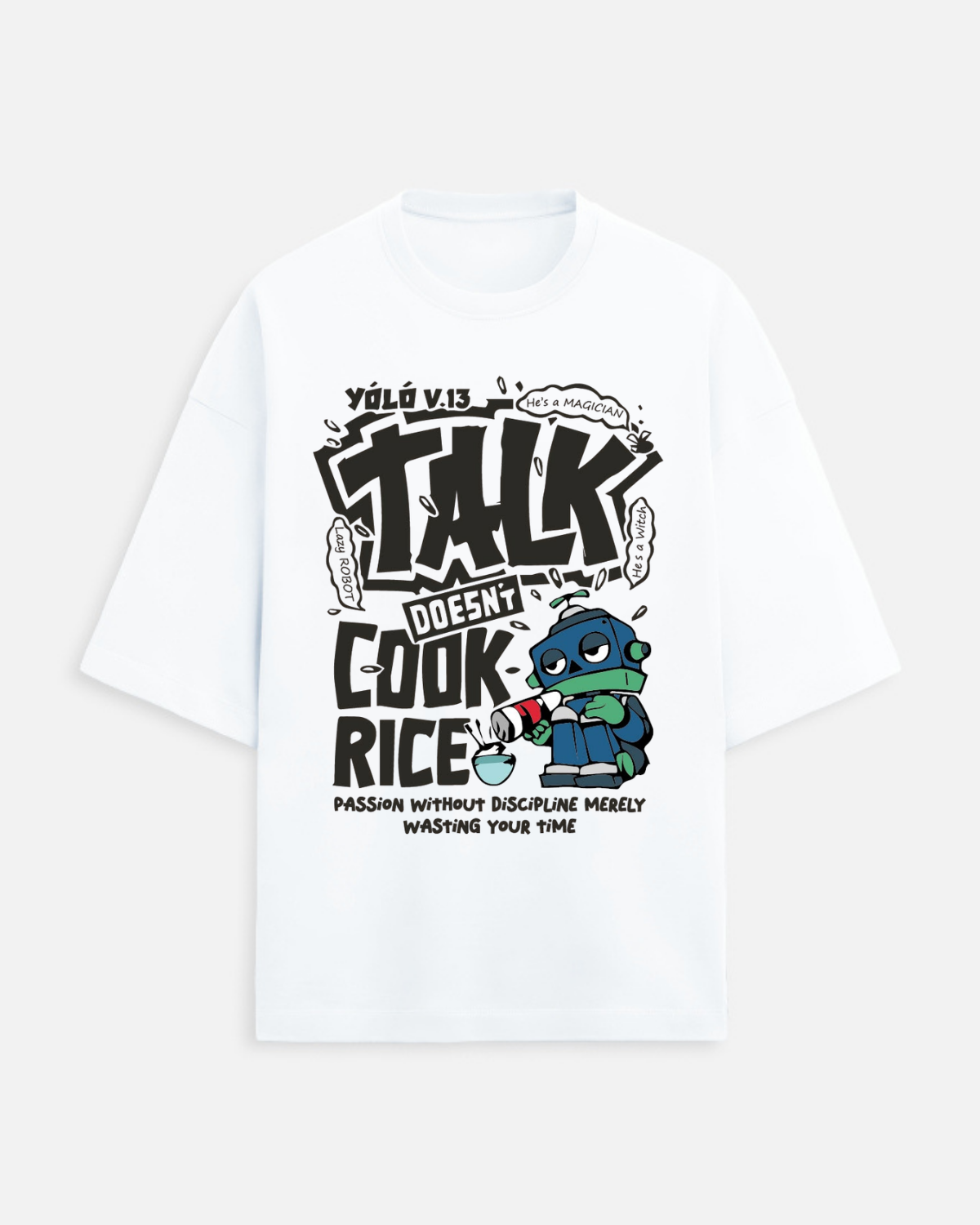 Yolo Graphic Oversized T-Shirt in White - Rivento Fashion oversized t-shirt for men