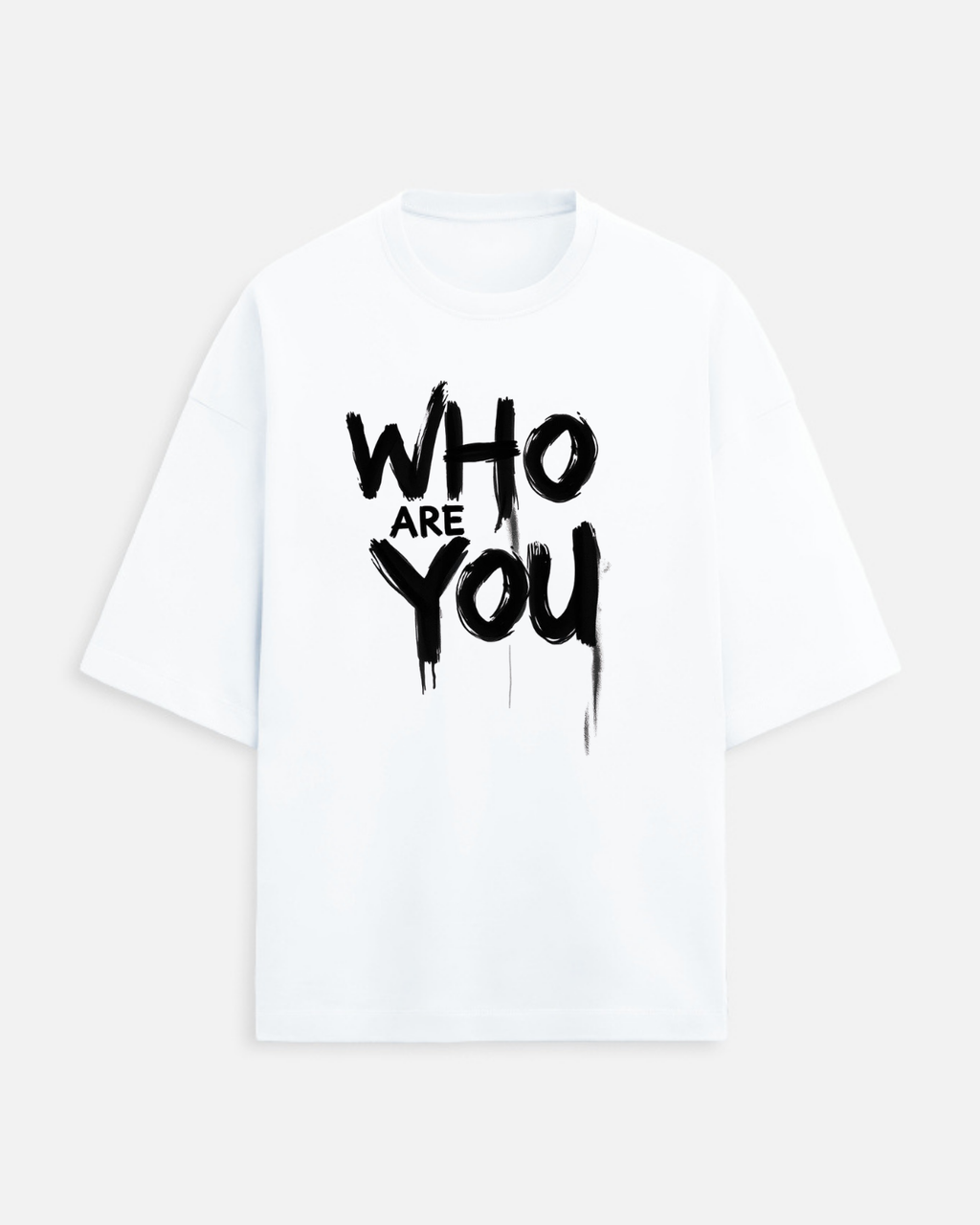 Who Are You Graphic Oversized T-Shirt in White - Rivento Fashion oversized t-shirt for men