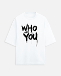 Who Are You Graphic Oversized T-Shirt in White - Rivento Fashion oversized t-shirt for men